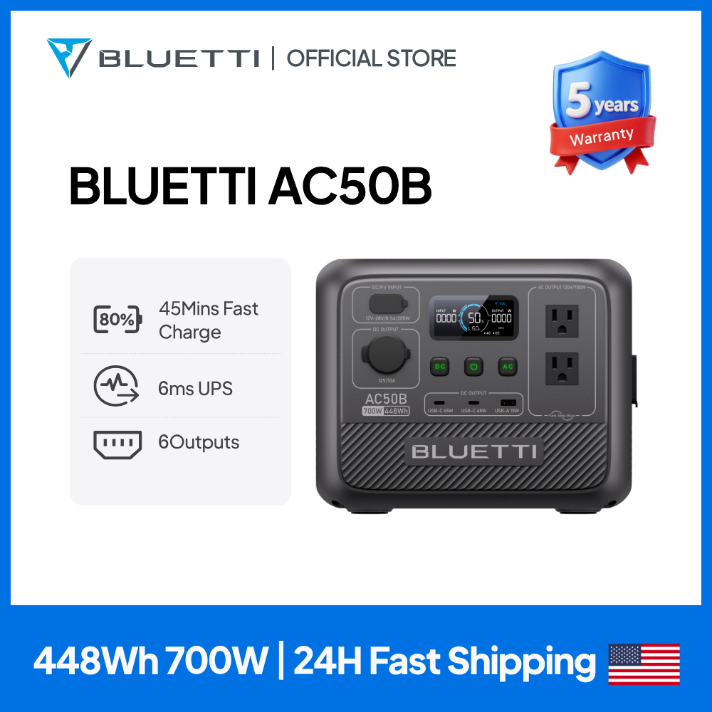 Solar Powered Charger - BLUETTI AC50B Pembangkit Listrik Portabel 700W