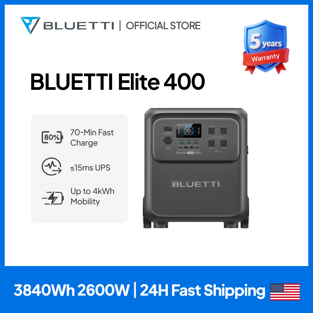 Solar Powered Charger - BLUETTI Elite 400 2600W 3840Wh Stasiun