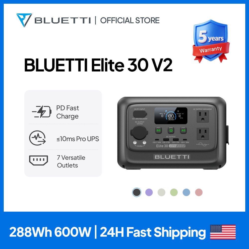 Solar Powered Charger - 【Renew】BLUETTI Elite 30 V2 Stasiun Tenaga