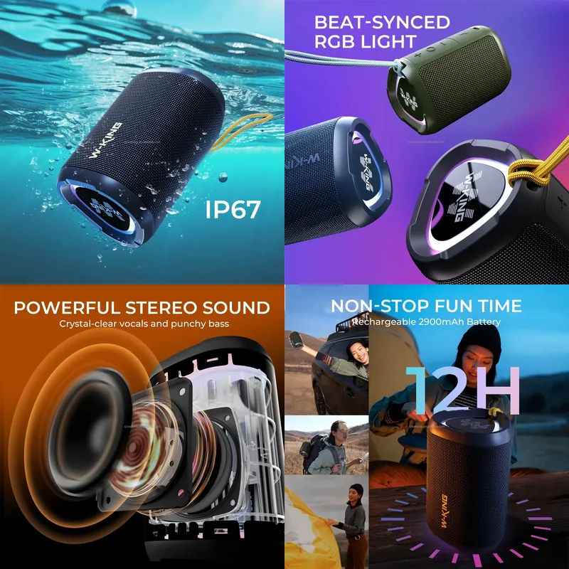 Bluetooth Speaker Waterproof - W-KING D110 Speaker Bluetooth Nirkabel RGB